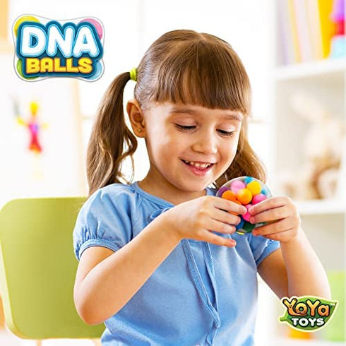 YoYa Toys DNA Balls Stress Balls Fidget Pack - Colorful Beads Squeezing Stress Relief Ball For Adults and Kids - Squishy Rubber Balls Toys Great For ADHD, Stress, Anxiety, Bad Habits and More - 3 Pack