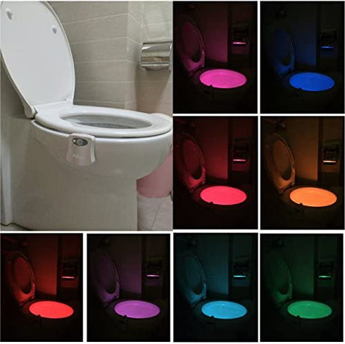 Toilet Night Light 2Pack by Ailun Motion Sensor Activated LED Light 8 Colors Changing Toilet Bowl Illuminate Nightlight for Bathroom Battery Not Included Perfect with Water Faucet Light