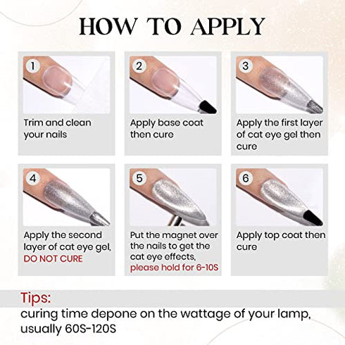 SUPWEE 10ml Silver Cat Eye Gel Nail Polish Universal Bright Glitter Cat Eye Gel Magnetic Nail Polish Gel Art Manicure DIY at Home Soak Off UV Gel with Magnet