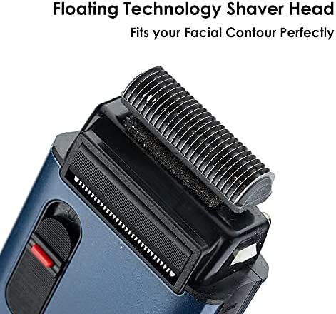 Styleader Aluminum Foil Shaver, with 24K Gold Coated Foil Blade and Popup Beard Trimmer, Rechargeable Electric Razor for Men - Blue