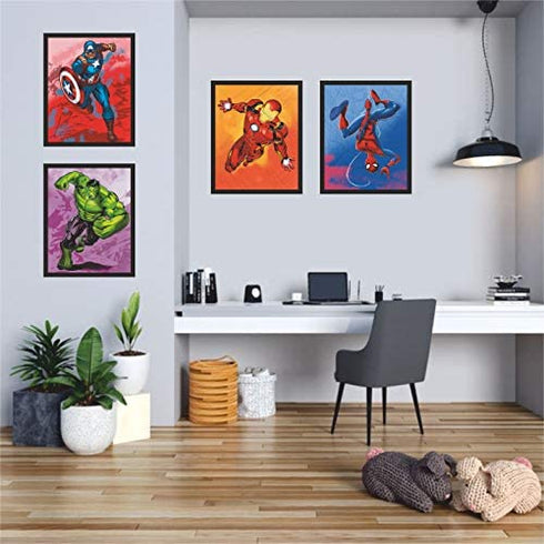 Batuba Design - Boys Wall Decor Poster Prints, Set of 4 FRAMELESS (8''x10''), Superhero room decor for boys, Superheroes poster, Superheroes Wall Art, Posters For Boys Room,