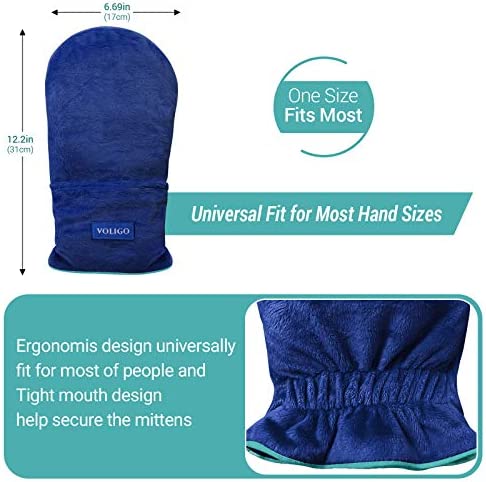 Microwavable Heated Mittens, Hot and Cold Hand Therapy Gloves, Heat Arthritis Gloves for Hands Warmer Therapy and Trigger Fingers Pain Relief & Carpal Tunnel Fit for Many Hand Sizes (Blue)