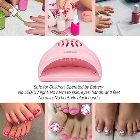 MelodySusie Portable Kids Nail Dryer, Mini Nail Fan Quick Dry for Regular Nail Polish, Safe for Hands, Skin, Children's Gift, Great Gift for Girls.
