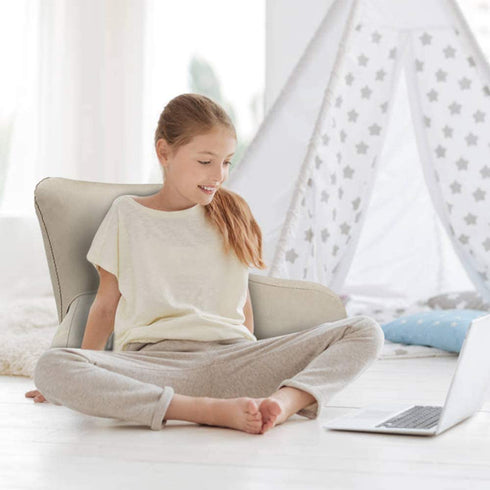 HOMCA Reading Pillow, Inflatable Backrest Pillow with Arms Great as Travel Camping Pillow for Lumbar Back Support, Gray