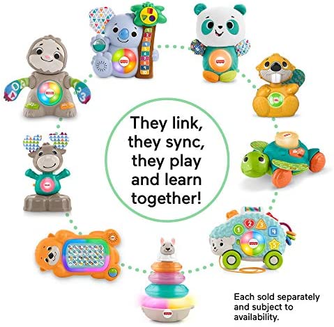 Fisher-Price Linkimals Boppin’ Beaver, Light-up Musical Activity Toy for Baby , Yellow
