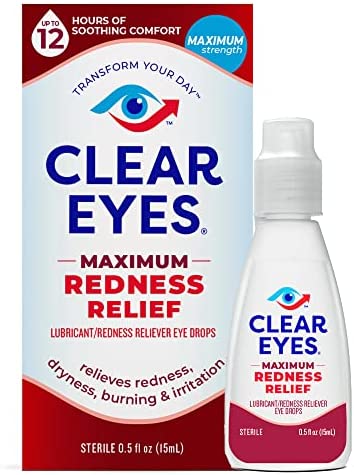 Clear Eyes Maximum Redness Eye Relief Eye Drops, 0.5 Fl Oz, Pack of 3