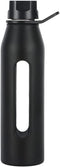 Takeya Glass Water Bottle with Silicone Sleeve and Twist Cap, 22 Ounce, Black