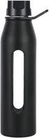 Takeya Glass Water Bottle with Silicone Sleeve and Twist Cap, 22 Ounce, Black