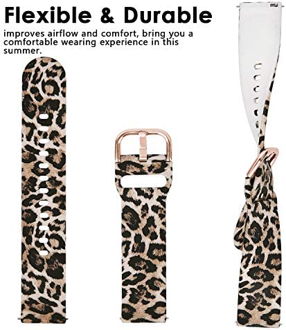 VIGOSS Strap Compatible with Galaxy Watch 5 40mm /44mm /Pro 45mm/ 4 bands /42mm bands/Active 2 40mm/44mm Band 20mm Soft Silicone Replacement for Samsung Galaxy Watch 42mm/Active/Active 2 40mm/44mm Leopard Print