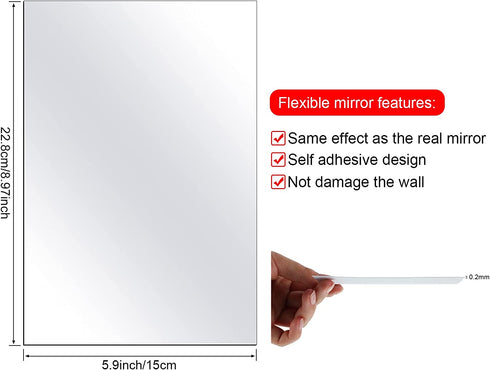 30 Pieces Flexible Mirror Sheets Self Adhesive Non Glass Mirror Tiles Mirror Stickers for Home Wall Decor (6 x 9 Inch)