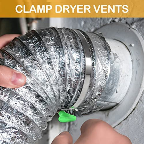 GLIDESTORE 6-Inch Hose Clamps Stainless Steel (Adjustable 5 1/2 - 6 1/3 Inch Diameter), Easy Turn Thumb Screw Metal Clamp, Ideal for Dryer and Plastic Vent Ducts, 5-Pack (Easy Turn Clamp)