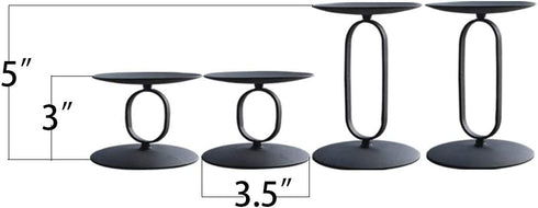 NiceAI Candlestick Holders Set Candle Holder Candelabra Candle Stands Wedding Centerpieces for Tables Fireplace Screens Decorative Black Set of 4