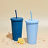 MEWAY 20oz Pastel Colored Acrylic Cups with Lids and Straws,Tumblers with Lids?Double Wall Matte Reusable Plastic Bulk,for Parties, Birthdays, home,Customization?DIY Gifts(2Black/2Navy, 4 PACK)