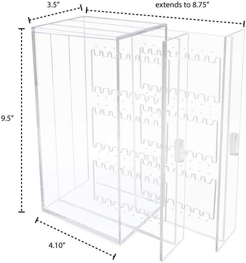 Isaac Jacobs 2 Drawer Acrylic Earring Holder, Jewelry Organizer Case (Holds up to 48 Pairs)