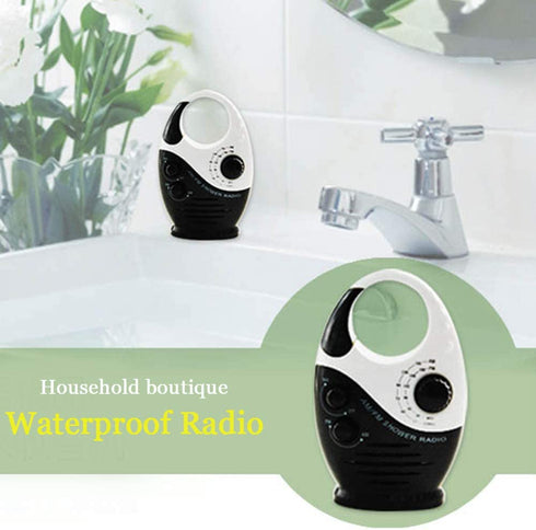 Shower Radio, Bathroom Radio AM FM, Waterproof Hanging Shower Radio Adjustable Volume