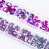 660Pcs AB Red Rhinestones Crystals Gems Nail Art Flat Back Round Beads Red AB Multi Sized Shapes Gems Rhinestone Stones for Nail Art DIY Jewelry Crafts Accessories