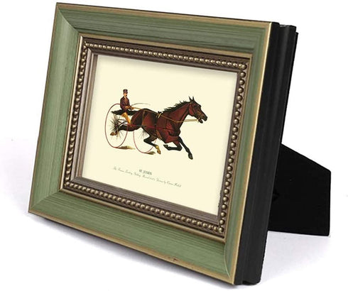 BWPFRAME Vintage Picture Frames 4x6 Green with Real Glass Solid Wood Frames For Table Top or Wall Mounting Display