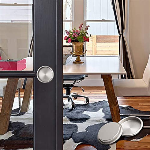 Enconker 6 Pack Closet Door Finger Pull 2-1/8”, Sliding Door Hardware Satin Nickel, Round Insert Bypass Closet Door Handle, Easy Snap-in Installation for 5/16”Depth x 2-1/8" Diameter Opening Hole