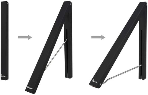 Anjuer Retractable Clothes Rack - Wall Mounted Folding Clothes Hanger Drying Rack for Laundry Room Closet Storage Organization, Aluminum, 2 Racks with Rod (Black)