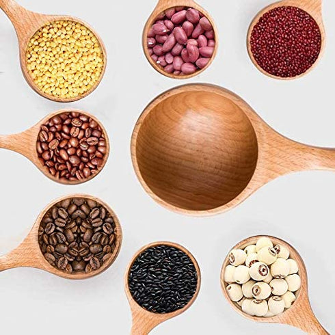 KESAPLAN Bath Salt Scoop Wooden Ladle Spoon Scoops for Canisters Flour Scoop Ladles for Cooking