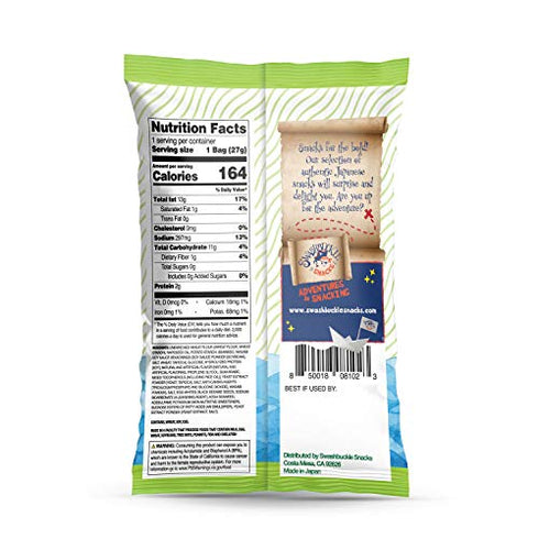 Swashbuckle Snacks Crispy Tempura Seaweed Snack Chips Wasabi and Soy Sauce Flavor 0.95oz (27g) - 5 pack, Made in Japan, Otsumami