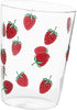 Hemoton 350ml Glass Cup Strawberry Pattern Drinking Cup Clear Glass Tea Cup Heat-proof Water Cup for Home Office (Red)