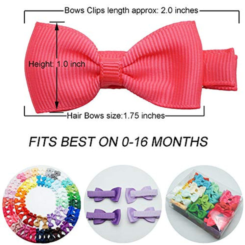 DeD 80 Pieces 2 Inch Hair Bows Fine Hair Clips Grosgrain Ribbon Bows Alligator Hair Clips Fully Lined for Baby Girls Toddlers Infant In Pairs