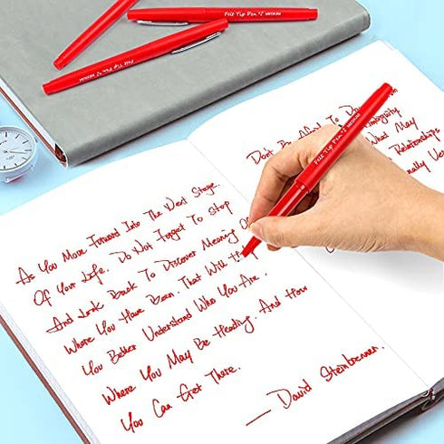 Lelix Felt Tip Pens, 15 Red Pens, 0.7mm Medium Point Felt Pens, Felt Tip Markers Pens for Journaling, Writing, Note Taking, Planner, Perfect for Art Office and School Supplies