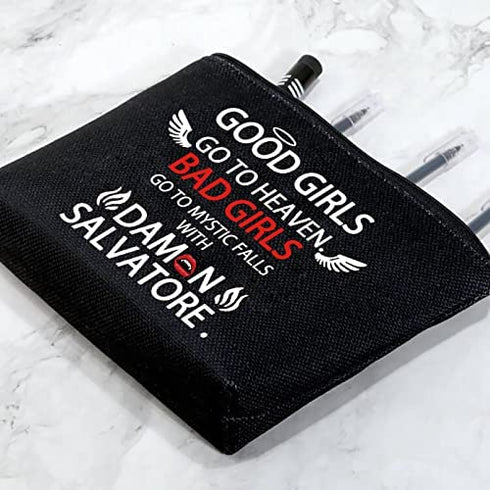G2TUP The Vampire Inspired DS Fans Cosmetic Bag Bad Girls Go to Mystic-Falls with D TVD TV Show Series Gift (DS Black makeup bag)