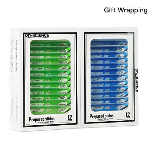 48 Prepared Microscope Slides Set of Animals Insects Plants Flowers, Biological Learning Resource Specimens for Kids Beginner Classroom Basic Science Education
