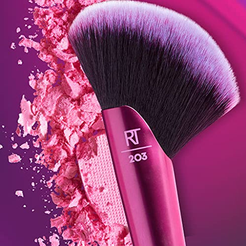 Real Techniques Rebel Edge Makeup Brushes, Cropped Brush Heads for Powder, Eyeshadow, Highlighter, and Blush, Set of 3