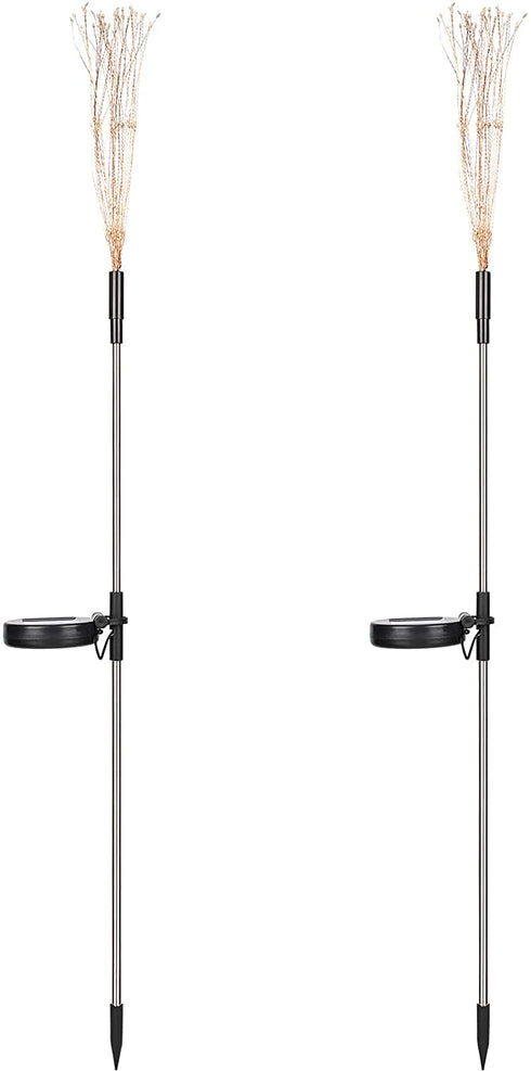 Mafiti Solar Garden Lights Outdoor,2 Pack Each 120 LED Solar Fire Work Lights, DIY Waterproof Solar String Lights for Patio,Yard Decoration(Warm White)