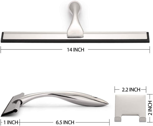 HIWARE All-Purpose Shower Squeegee for Shower Doors, Bathroom, Window and Car Glass - Stainless Steel, 14 Inches