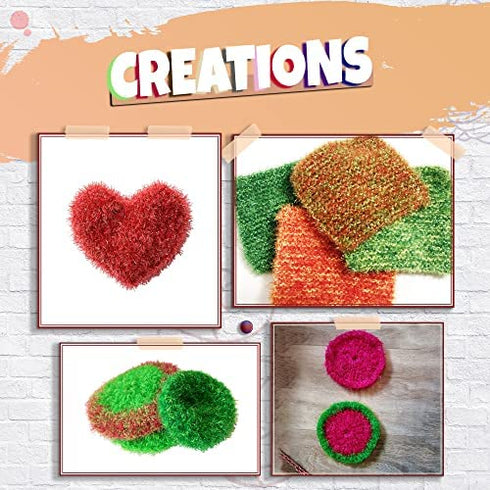 TYH Supplies 10 Skeins Scrubby Yarn for Dishcloths - 100% Polyester Material for Crocheting, Knitting, and Dishwashing - 66 Yard per Skein Exclusive from The SFK Collection