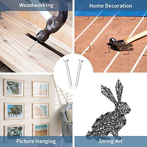 500pcs Hardware Nails, 1 Inch Nickel Plated Hanging Nails, Wall Nails for Picture Hanging, Wood Nails, Wire Nails, Small Nails (1 In)