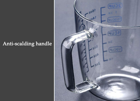 Goeielewe Glass Measuring Cup with Lid, Graduated Beaker Mug with Handle, Borosilicate Glass V-Shaped Spout Microwave Safe Scales Milk Cup for Cooking Baking (2cup/16oz/500ml)