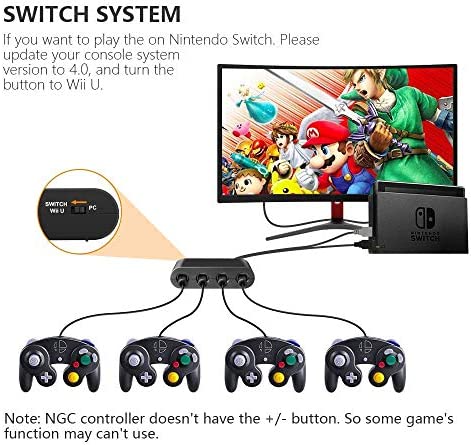 Gamecube Adapter for Nintendo Switch Gamecube Controller Adapter and WII U and PC, Super Smash Bros Gamecube Controller Adapter. Support Turbo and Vibration Features with 180cm Long Cable