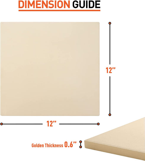 Arcedo Pizza Stone for Oven and Grill, 12 Inch Square BBQ Baking Stone for Bread, Heavy Duty Small Cordierite Pizza Grilling Stone, Thermal Shock Resistant, Includes Durable Metal Scraper
