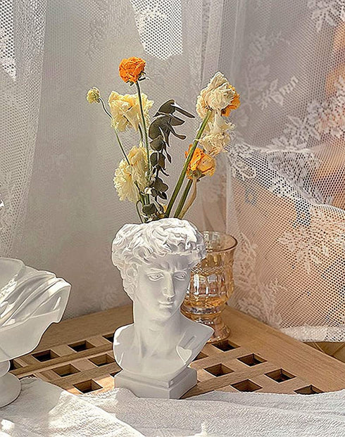 FunSpace Greek Roman Style Statue Flowers Vase Succulent Planter - Makeup Brushes Container Pen Holder - Great Gift for Home or Office Decoration (David-Small(6.5x3.5inch))
