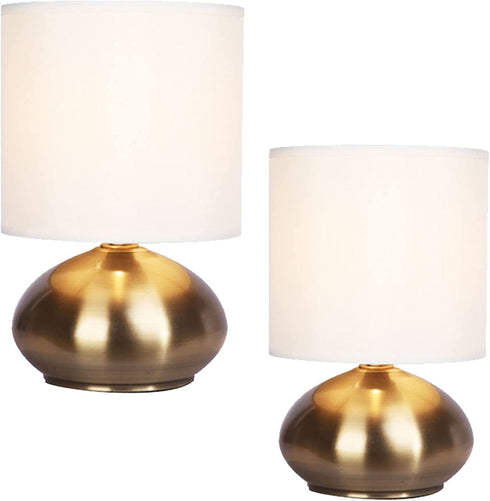 Catalina 18581-001 Transitional 2 Pack Matching Small Touch Table Lamp Set, 9.25, Classic Antique Brass, 2 Count