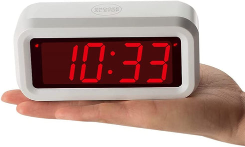 Timegyro Digital Alarm Clock, Battery Operated Desk Clock with 1.2" Large Display for Bedroom, Heavy Sleepers(White)