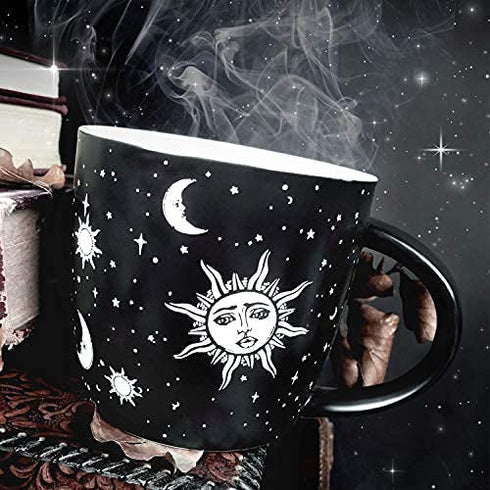 Coffee Mug (Celestial) by Rogue + Wolf Witch Goth Accessories for Women Hocus Pocus Gothic Home Decor Unique Spooky Witchy Gifts Cute Mugs Witchcraft Supplies - 14.2oz / 420ml Porcelain