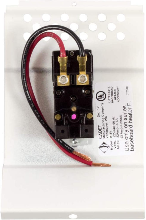 Cadet Single Pole Built-In Thermostat Kit for Electric Baseboard Heaters (Model: BTF1W), 22 Amp, White