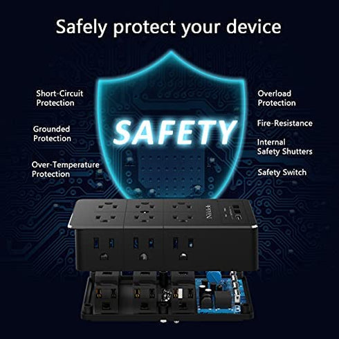 Multi Plug Outlet Extender Nikleb, Surge Protector 12 Outlets, Wall Plug with 2 USB+ USB C Ports Total 3.1A, Charger Blocks Wall Mount, Outlet Splitter Heavy Duty for Home, Office, Garage Improvement