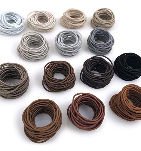 Heliums Beige Blonde Thin 2mm Hair Elastics, Color Match Hair Ties for Fine Hair, 1.75 Inch Standard Size - 40 Count