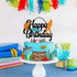 Fish Cake Topper Happy Birthday Sign Cake Decorations for Man Kids Boy Fisherman Gone Fishing Themed Birthday Party Supplies Black Glitter Decor