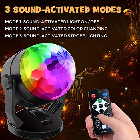 Disco Ball Party Lights Strobe Light, Sound Activated Disco Light with Remote, Battery Operated USB Dj Lamp for Halloween Kids Gift Girls Boys Toys, Party Supplies Home Room