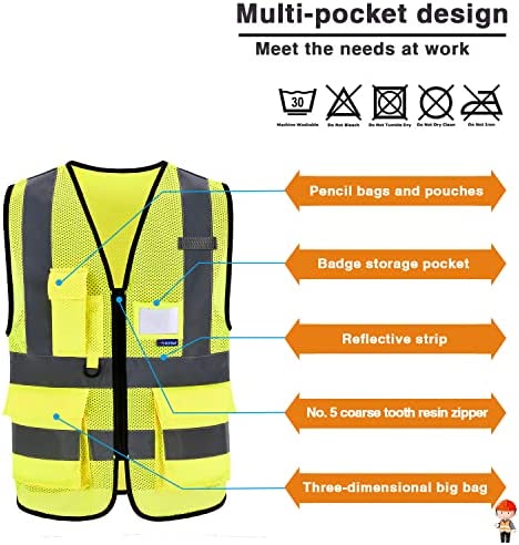 A-SAFETY Enhanced Visibility Safety Vest,, Hi Viz 2 Band And Braces Waistcoat safe for Motorcycle, Running/Jogging, Bike/Bicycle Riding Outdoor Activities, Yellow