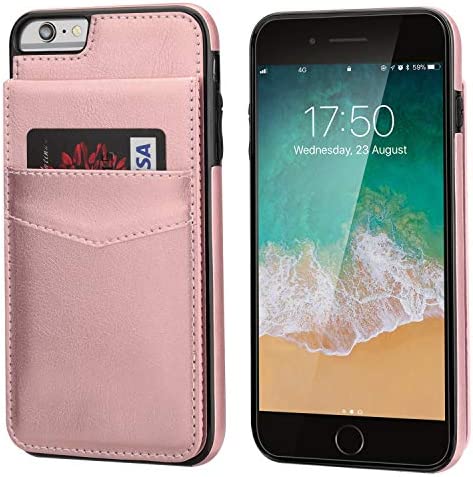 KIHUWEY iPhone 6 Plus iPhone 6S Plus Case Wallet with Credit Card Holder, Premium Leather Magnetic Clasp Kickstand Heavy Duty Protective Cover for iPhone 6 Plus/6S Plus 5.5 Inch (Rose Gold)