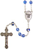 7mm Faceted Blue Plastic Bead Rosary with Silver-Toned Virgin Mary Medals, Lady of Knots Centerpiece and Crucifix, 21 1/4 Inches